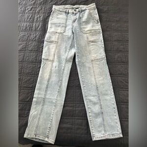 INC Denim Women’s High Rise Cargo straight leg Jeans